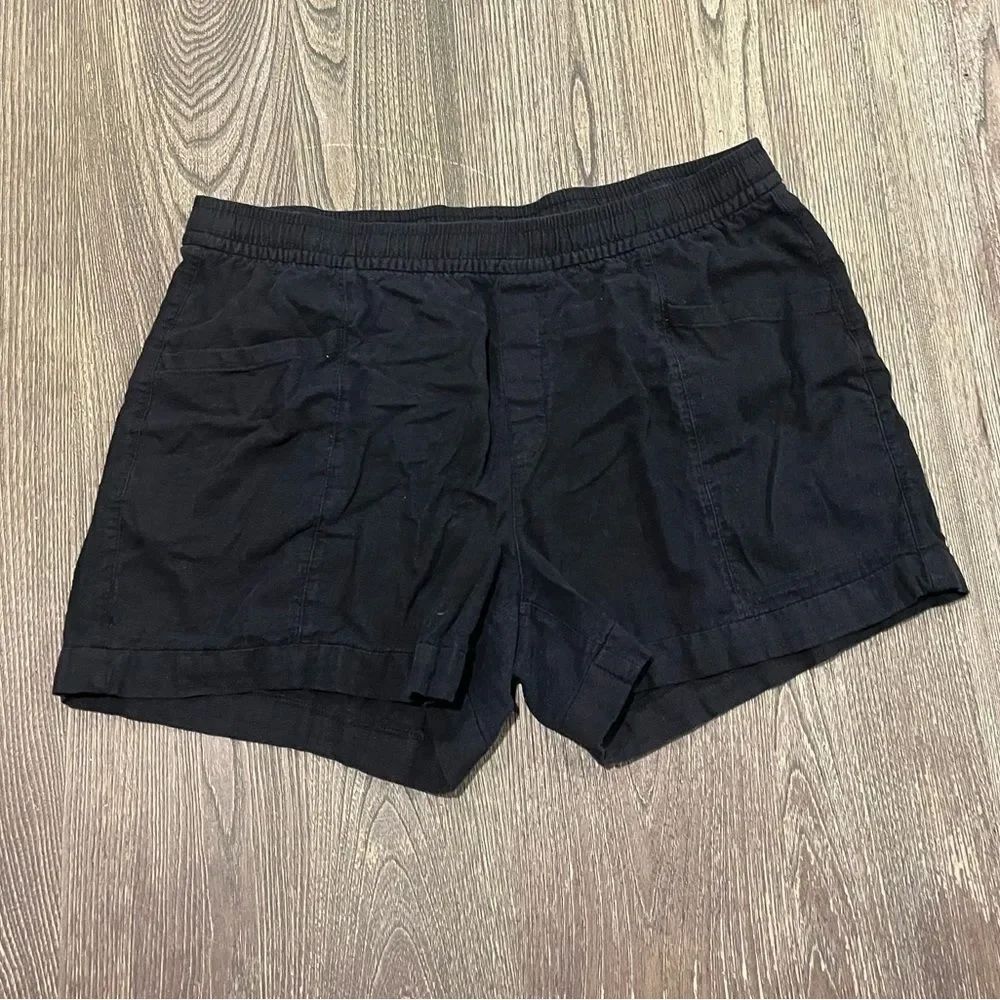 Old Navy Womens High Rise Shorts Linen Blend Elastic Waist Pockets Black Size L